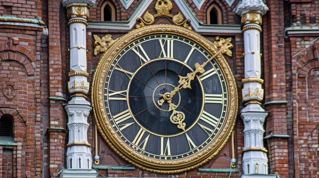 A clock on the Spasskaya Tower of Moscow's Kremlin