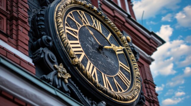 A clock on the Spasskaya Tower of Moscow's Kremlin