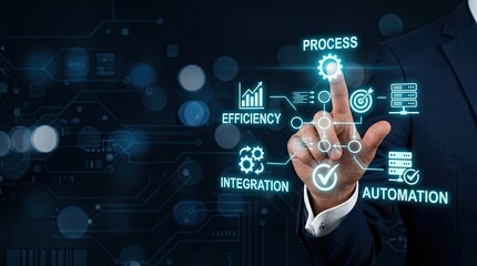 Fototapeta premium Businessman interacting with digital interface.