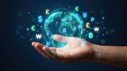 Fototapeta premium Global finance and currency concept.