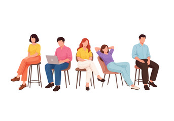 Obraz premium Group of diverse people sitting on chairs