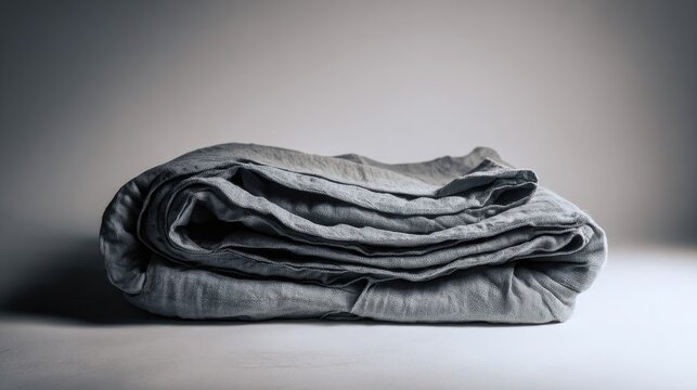 Close-up product shot of a neatly folded gray tarp showing fabric texture