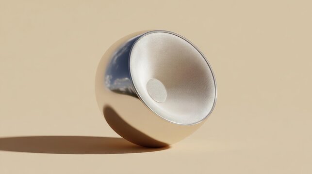 3d rendering of a spherical object with a metallic finish. the object appears to be made of a shiny, metallic material and has a smooth, shiny surface.