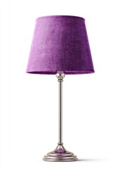Obraz premium Glamorous Purple Sequin Lampshade Table Lamp With Silver Metal Base and Stem On White Background