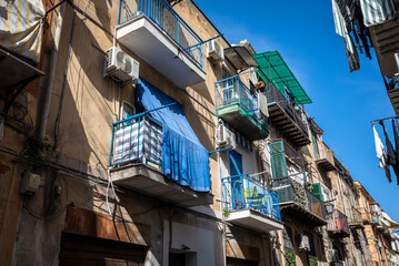 Fototapeta premium Residential houses in Albergheria district, Palermo, Sicily, Italy
