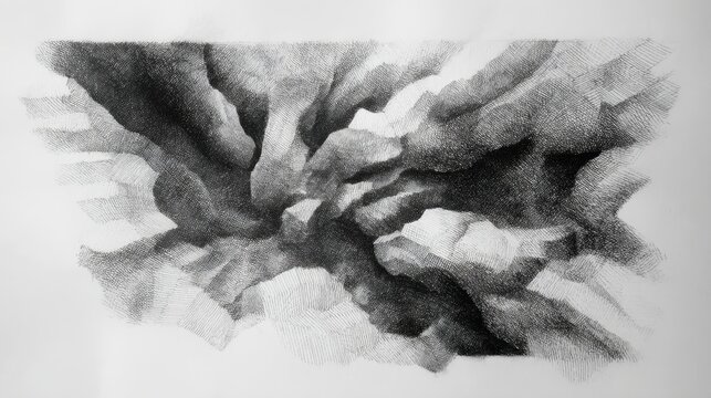 Abstract Charcoal Art: A captivating charcoal sketch displays a mesmerizing, abstract interplay of shadows and textures, forming an evocative visual narrative that stirs the imagination.