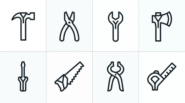 Collection of various hand tools icons 3.