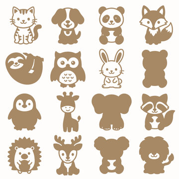 Collection of cute cartoon animal icons, perfect for various design projects and educational materials