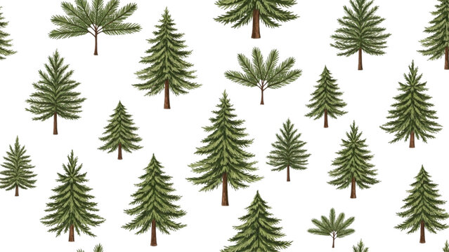 Collection of small green christmas trees illustration