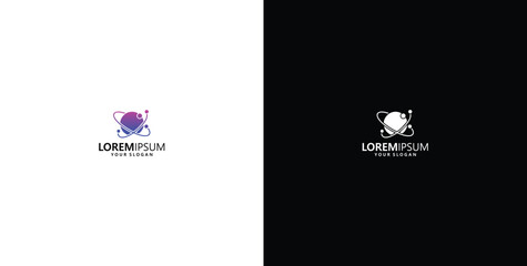 logo design template logo design planet vector satellite cosmos logo icon web application science © micky_adb