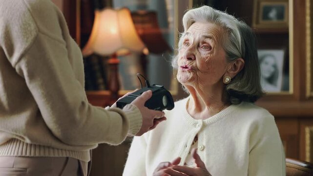 Gracious senior woman's vibrant spirit shines through as she shares her inspiring life story with a listening ear
