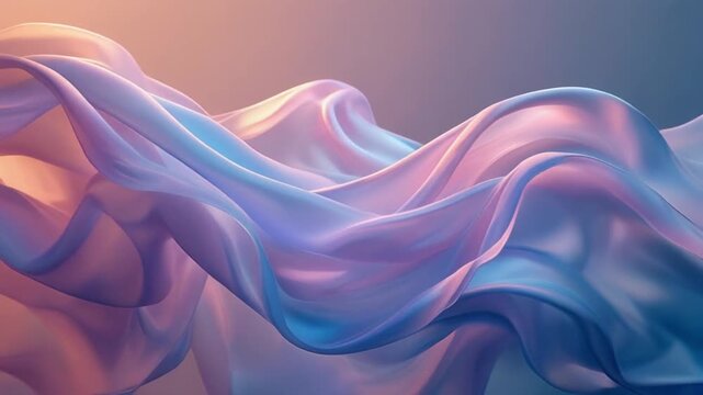 Abstract flowing fabric with iridescent colors, creating a soft and ethereal wave-like pattern