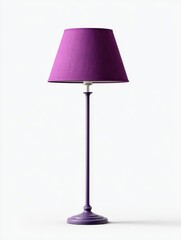 Obraz premium Purple Glitter Lampshade Floor Lamp with a Tall Stem on a White Background