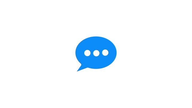 Blue speech bubble icon with three dots on white. Speech bubble icon for online message. Professional blue speech bubble icon for digital communication and website chat interface art.