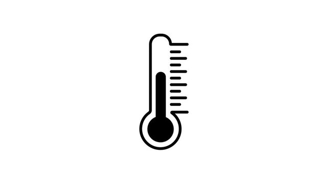 Black icon of a thermometer with temperature scale. Thermometer icon for heat measurement. Professional thermometer icon for medical climate and weather science laboratory visuals art.