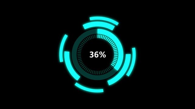 Cyan futuristic loading circle with 21 percent. Loading circle for digital processing. Professional loading circle for system update status and software installation progress visuals.