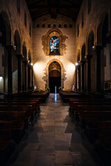 Obraz premium Cefalù's ancient cathedral. Sicily between land and sea. Art and ancient history in the fortified village nestled between the mountains and the sea.
