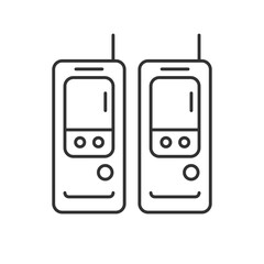 Walkie-talkie linear icon. Vintage handheld transceiver. Small portable device for communication. Thin line customizable illustration. Contour symbol. Vector isolated outline drawing. Editable stroke © IMG visuals icons