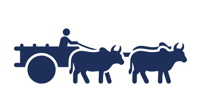 Traditional bullock cart silhouette icon of rural transport