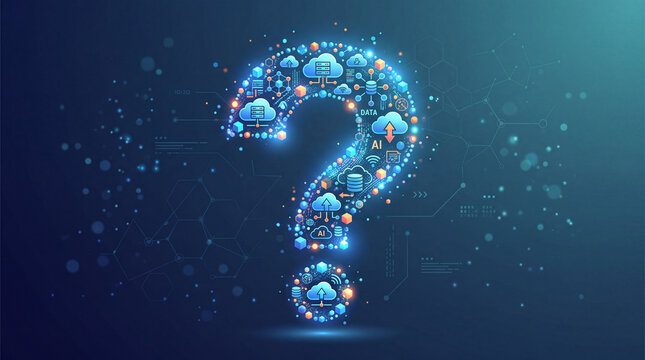 Digital Cloud Data Question Mark Vector