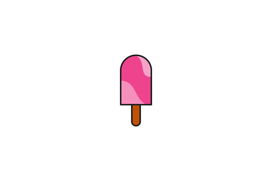 sweet strawberry ice cream color icon