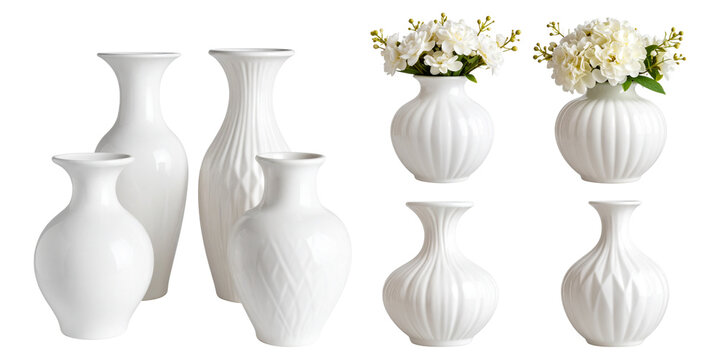 Elegant White Vases with Flowers for Home Decor and Interior Design