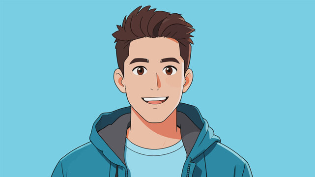 Cartoon portrait of a smiling young adult male character