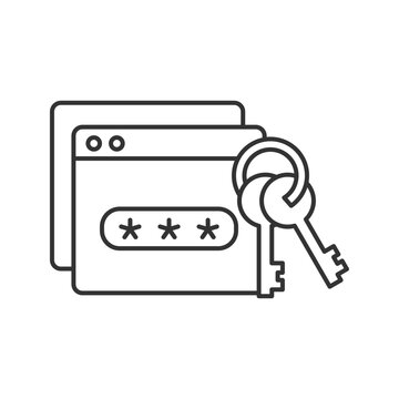 Password management linear icon. Preventing unauthorized access. Encrypted digital database. Thin line customizable illustration. Contour symbol. Vector isolated outline drawing. Editable stroke