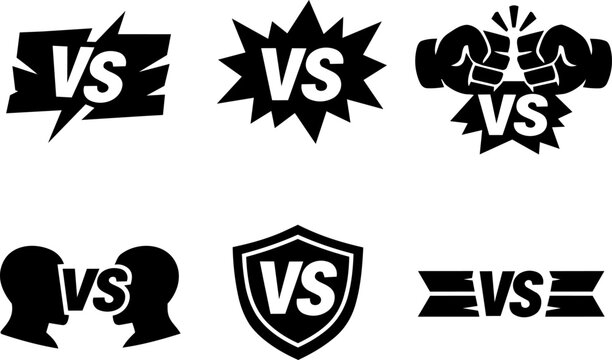 Versus battle and competition silhouette icon collection