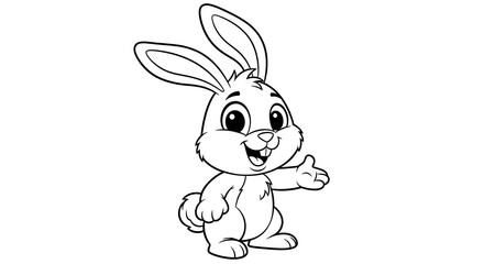 Obraz premium Charming line art illustration of a joyful baby rabbit with expressive eyes and long whiskers