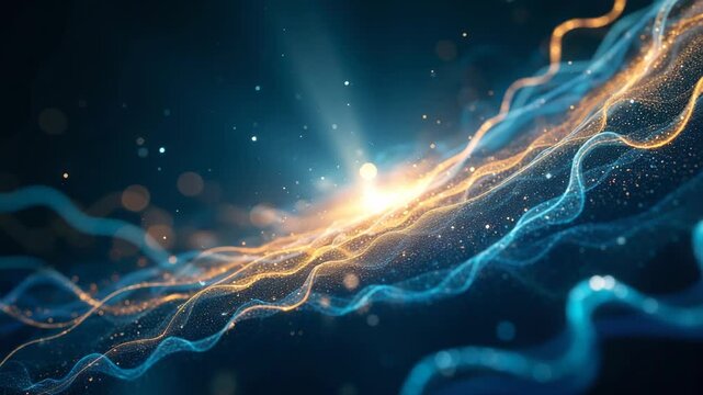 A dynamic and surreal depiction of an energy vortex with swirling streams in hues of orange and blue against a dark background. This exudes a sense of power and mystique.