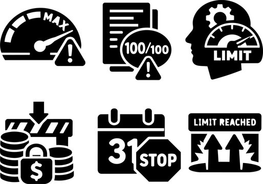 Limits and restrictions silhouette icon set