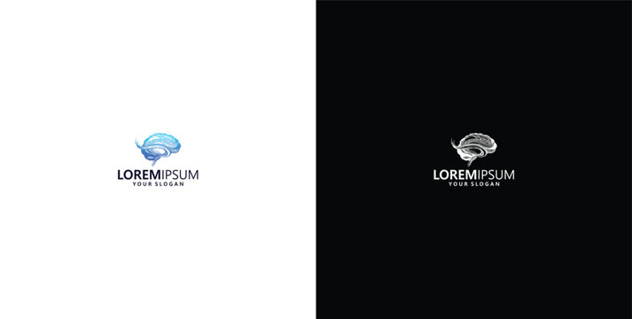 creative digital brain logo design template logo design