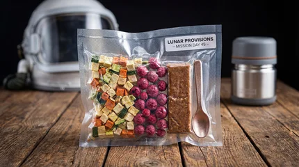 Astronaut Lunar Space Food Ration Package with Dehydrated Meal and Mission Provisions © Echelon IMG