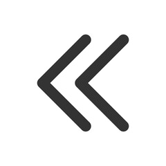 Obraz premium Left double arrow pixel perfect linear ui icon. Double chevrons. Fast reverse button. GUI, UX design. Outline isolated user interface element for app and web. Editable stroke. Arial font used