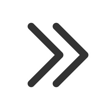 Right double arrow pixel perfect linear ui icon. Guillemets. Fast forward button. Speed up. GUI, UX design. Outline isolated user interface element for app and web. Editable stroke. Arial font used