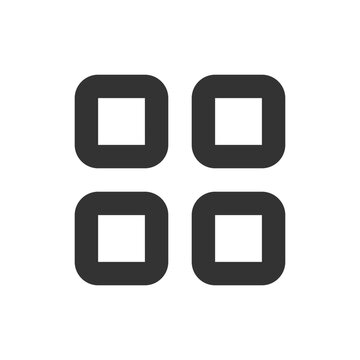 Bento like menu pixel perfect linear ui icon. Four squares. Chocolate menu representation. GUI, UX design. Outline isolated user interface element for app and web. Editable stroke. Arial font used