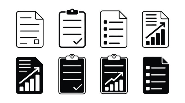 Business Document Illustration Collection for Corporate Reports, Office Workflow, Contract Files and Checklist Forms, Modern Minimal Flat Style for Web Dashboards, UI Design and Presentation Graphics