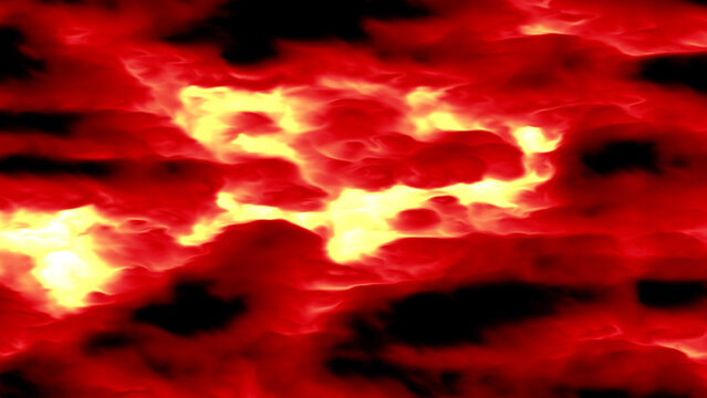 Swirling pattern of red and yellow resembling fire cloud or lava suitable for backgrounds, textures, posters, and fierythemed designs.