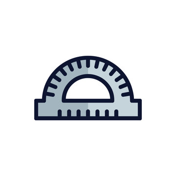 Grey and dark blue protractor icon for professional engineering