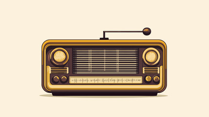Fototapeta premium Retro illustration featuring a classic radio receiver with a golden brown color scheme