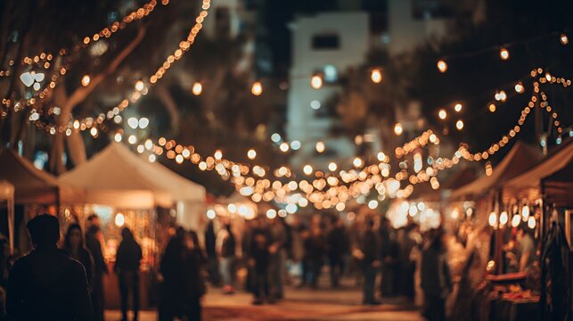 Twilight Glow: Night Market Luminaries & Crowded Bazaars