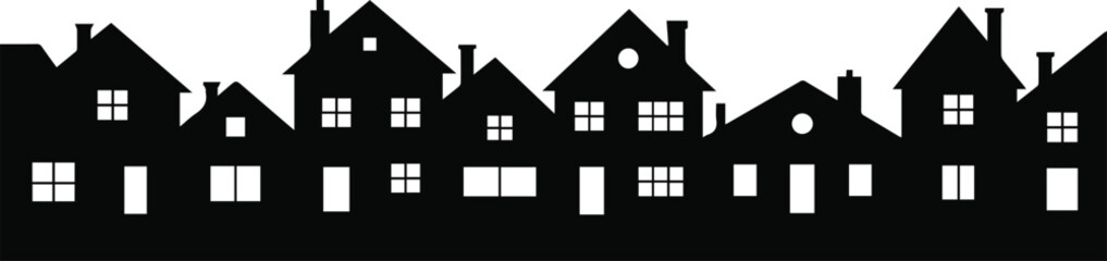 Townhouse roofline and chimney skyline in a row © Icon Stock