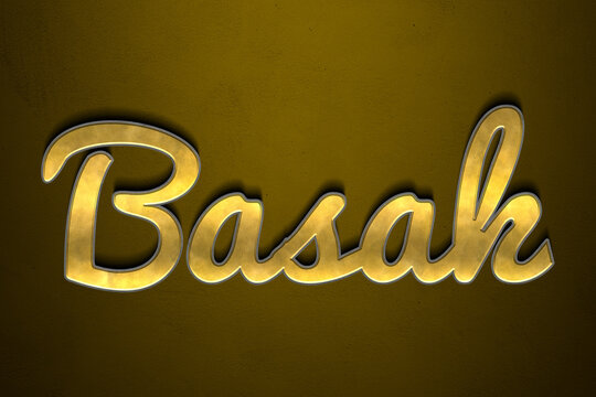 Old gold text effect of Turkish name Basak with 3D glossy style Mockup.