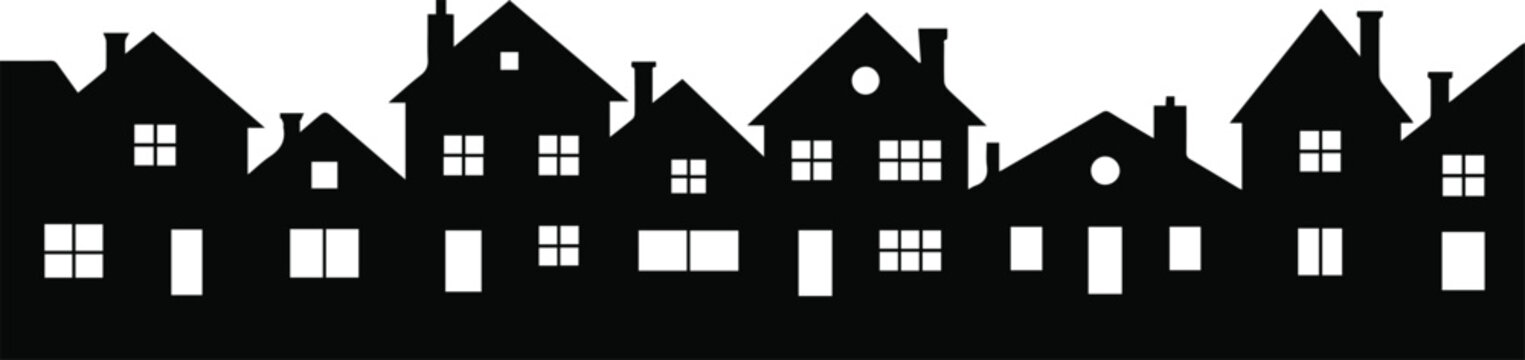 Townhouse roofline and chimney skyline in a row