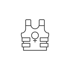Obraz premium Women in military linear icon. Female soldiers. Equal opportunities. Freedom fighter. Thin line customizable illustration. Contour symbol. Vector isolated outline drawing. Editable stroke