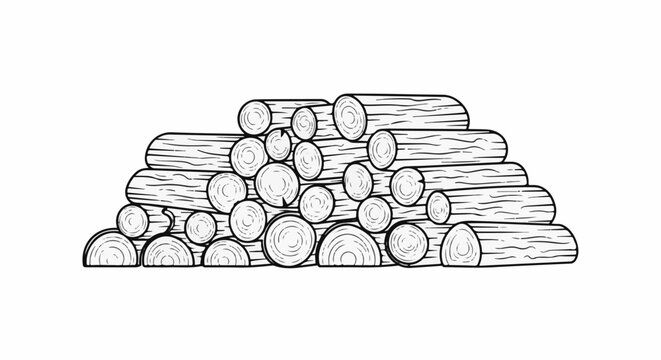 Stacked logs, showing rounded ends and textured sides, in a pile