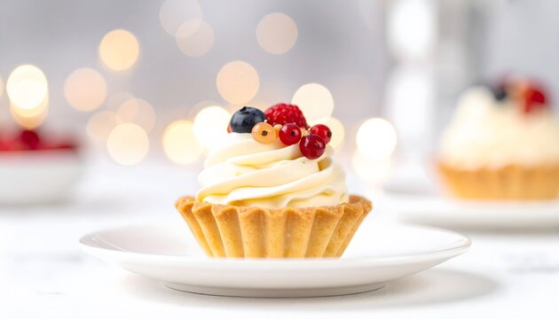 Delicious dessert with cream and berries.
