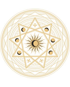 vector illustration of an abstract chakra sun background sticker design tattoo white background
