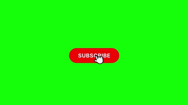 2 Rounded Subscribe Buttons Bundle - Red and Black - Hand Click - Green Screen 4K. The button changes from SUBSCRIBE to SUBSCRIBED after click, followed by a bell notification animation.